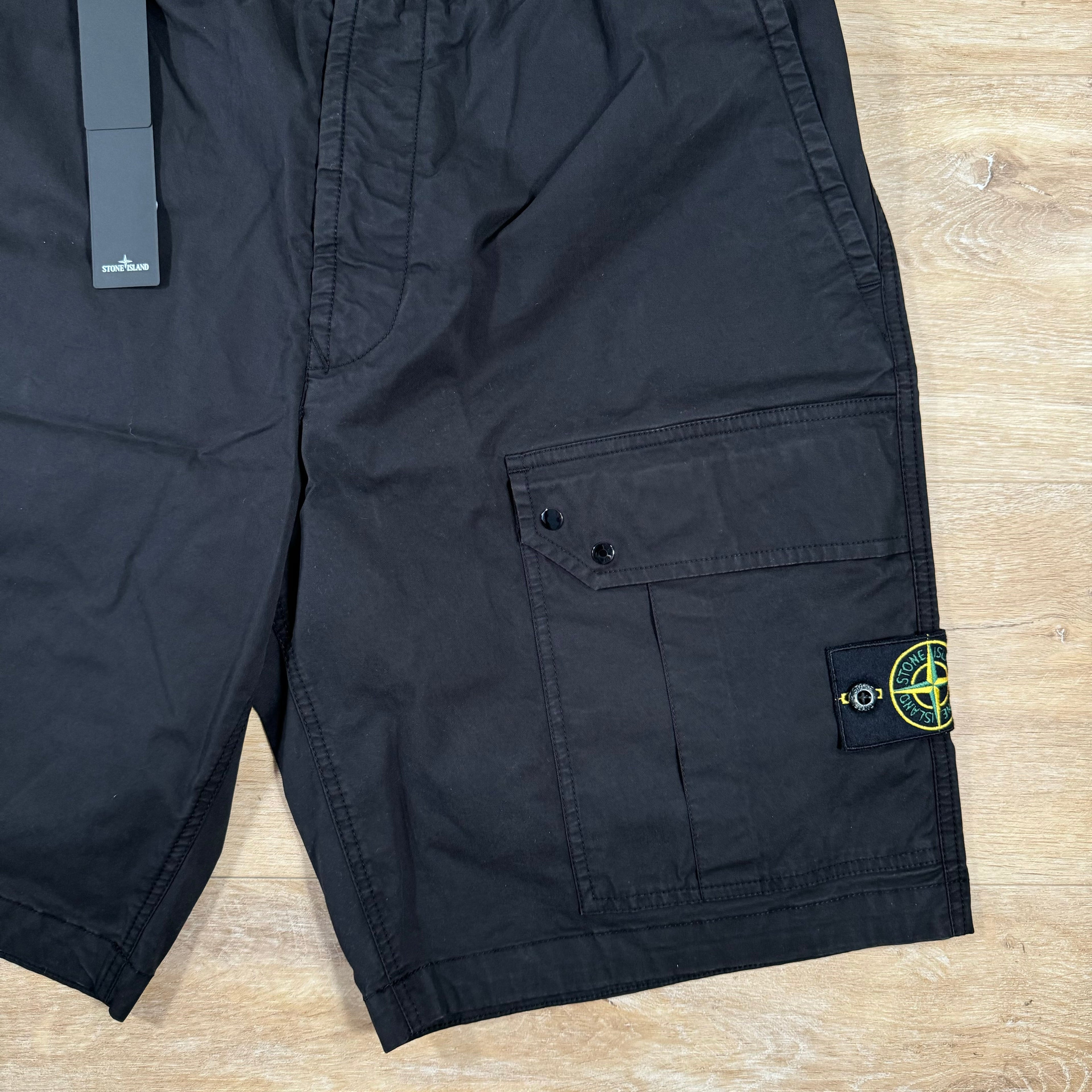 Stone Island Stretch-TC Cargo Bermuda Shorts in Black