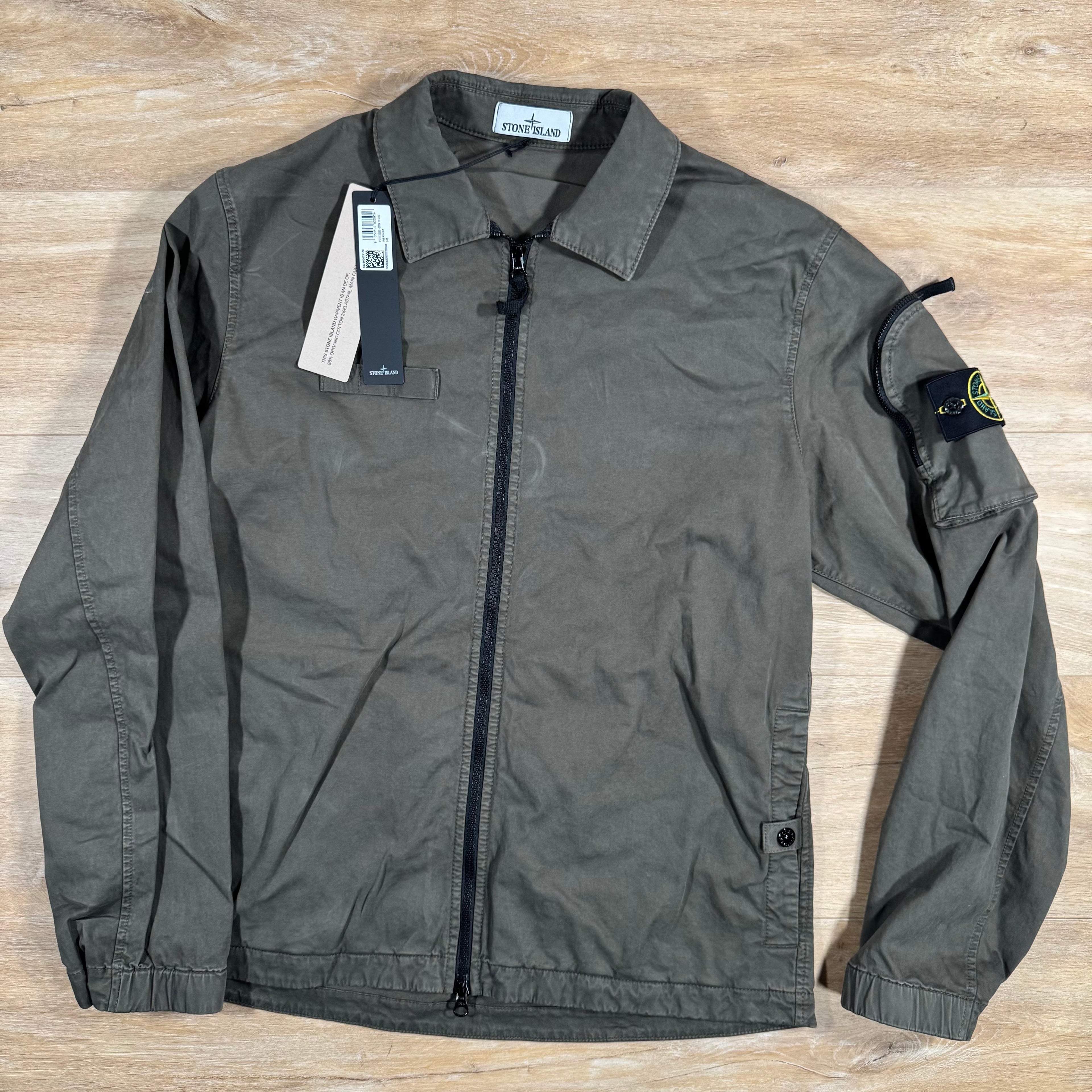 Stone Island Stretch Twill Overshirt in Military Green