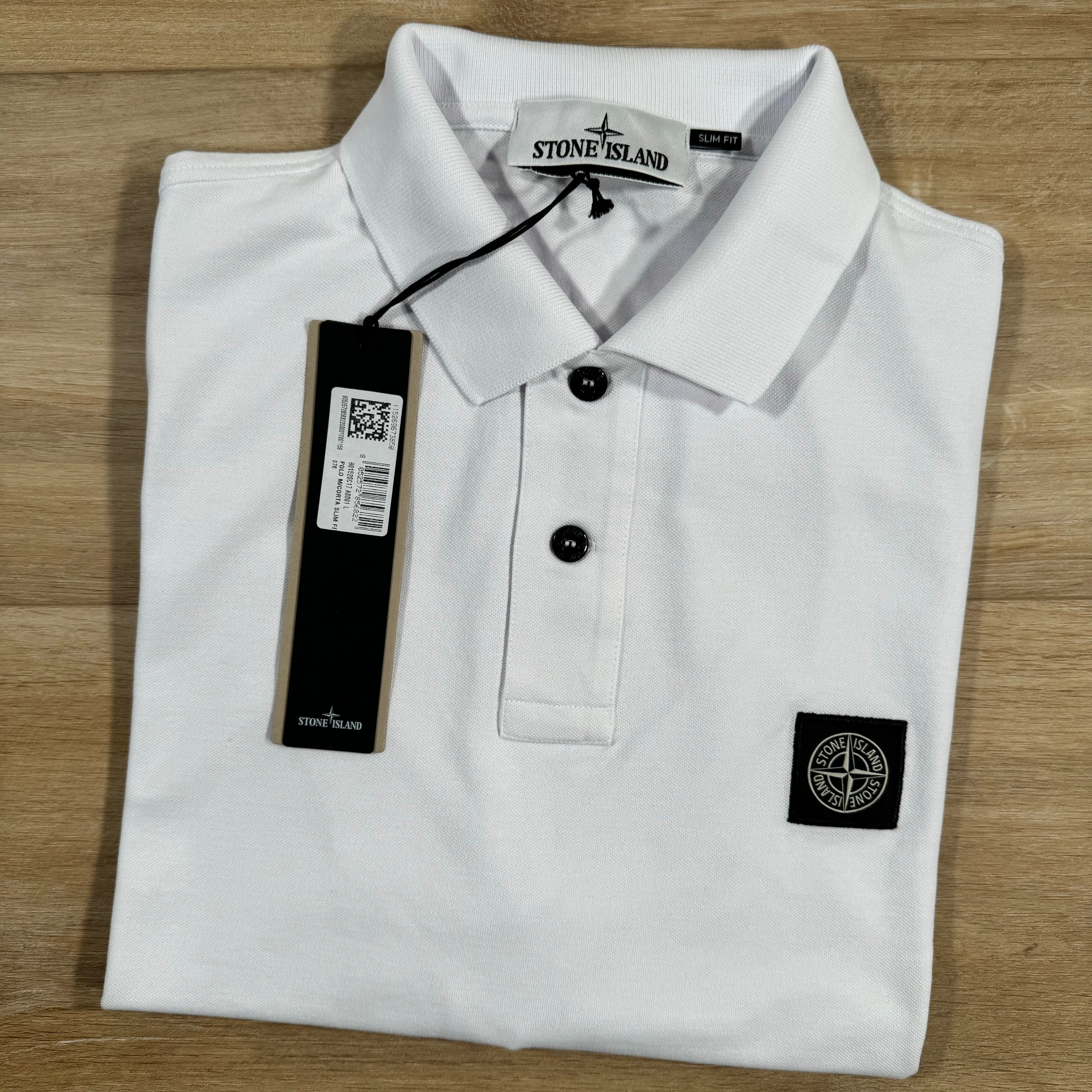 Stone Island Organic Cotton Pique Polo Shirt in White
