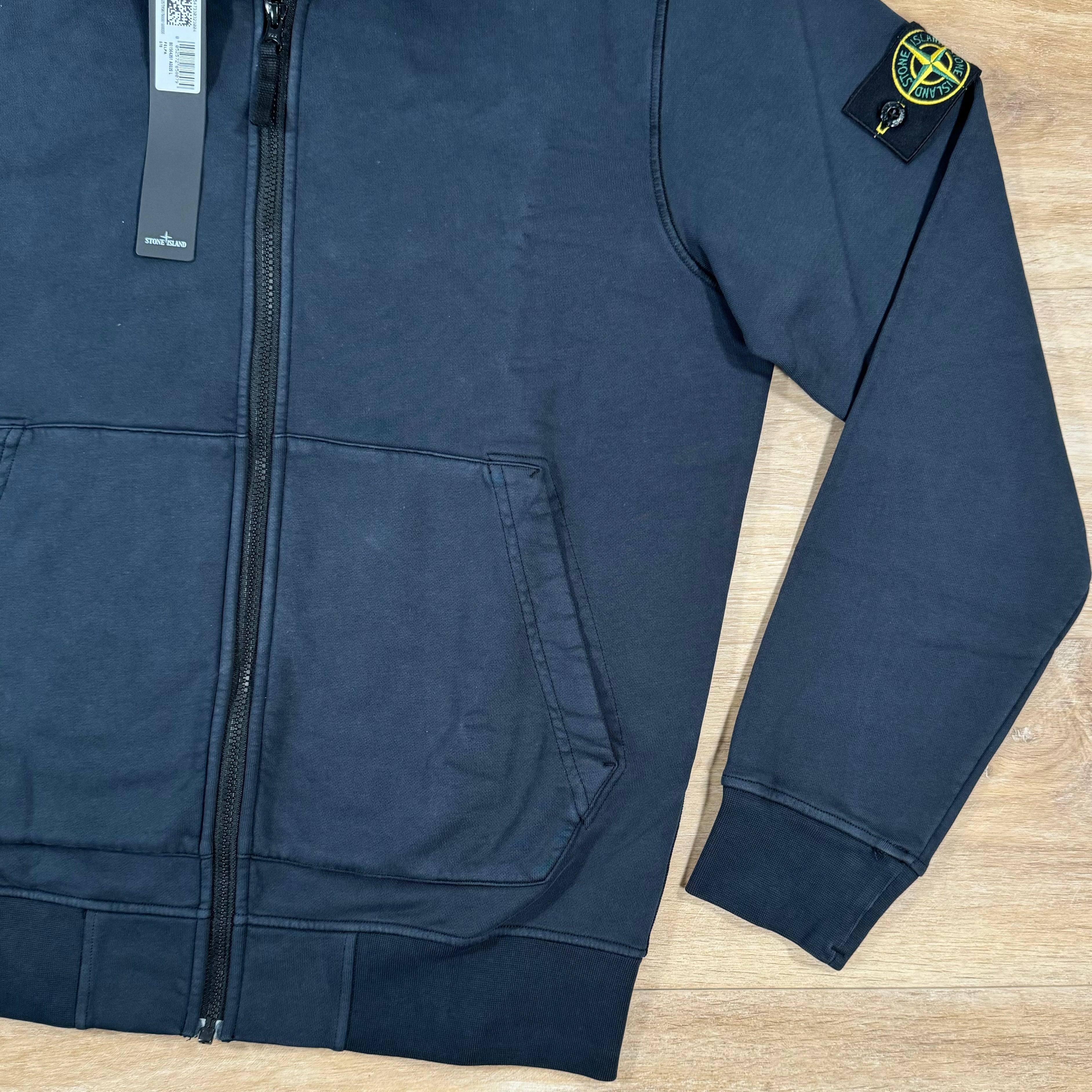 Stone Island Organic Cotton Full-Zip Sweatshirt in Navy