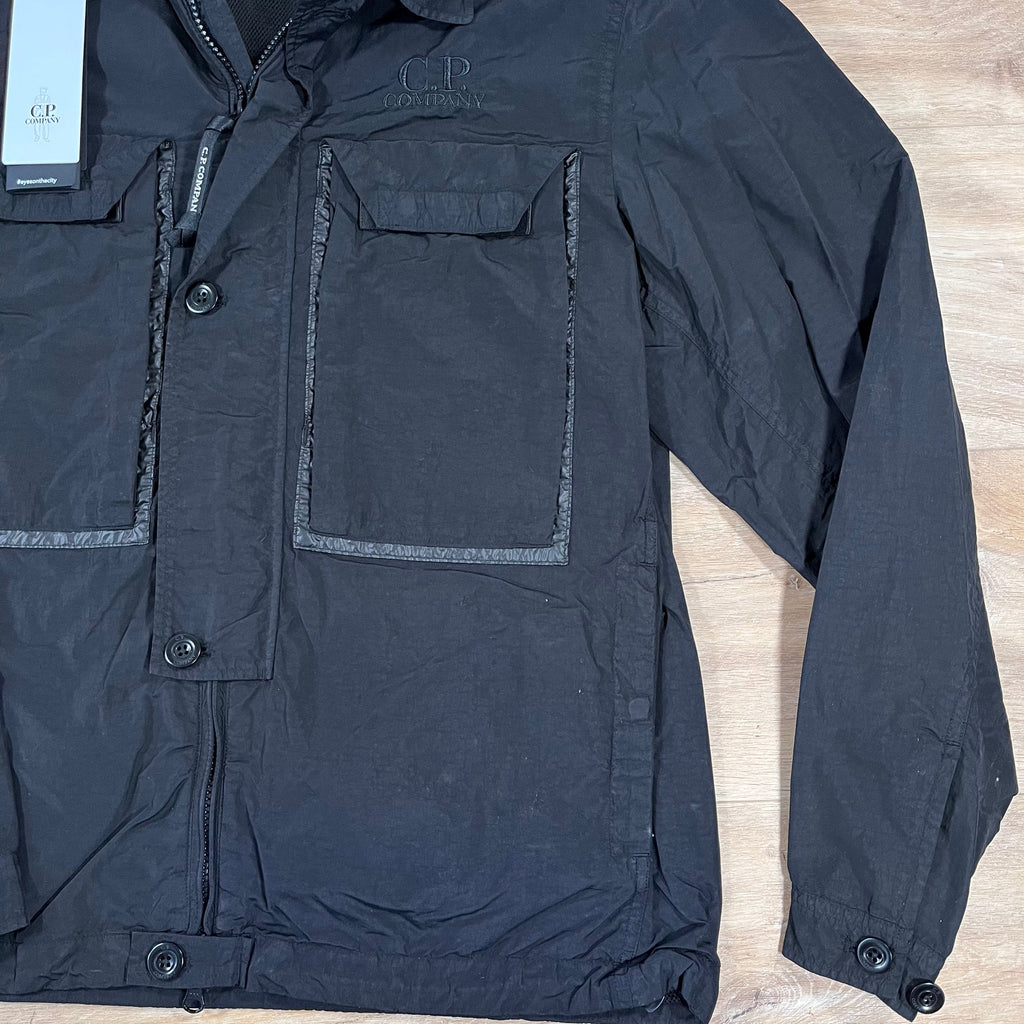CP Company Flatt Nylon Goggle Overshirt in Black