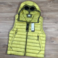 CP Company DD Shell Goggle Down Gilet in Green Sheen - Yellow