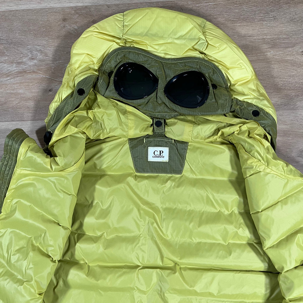 CP Company DD Shell Goggle Down Gilet in Green Sheen - Yellow