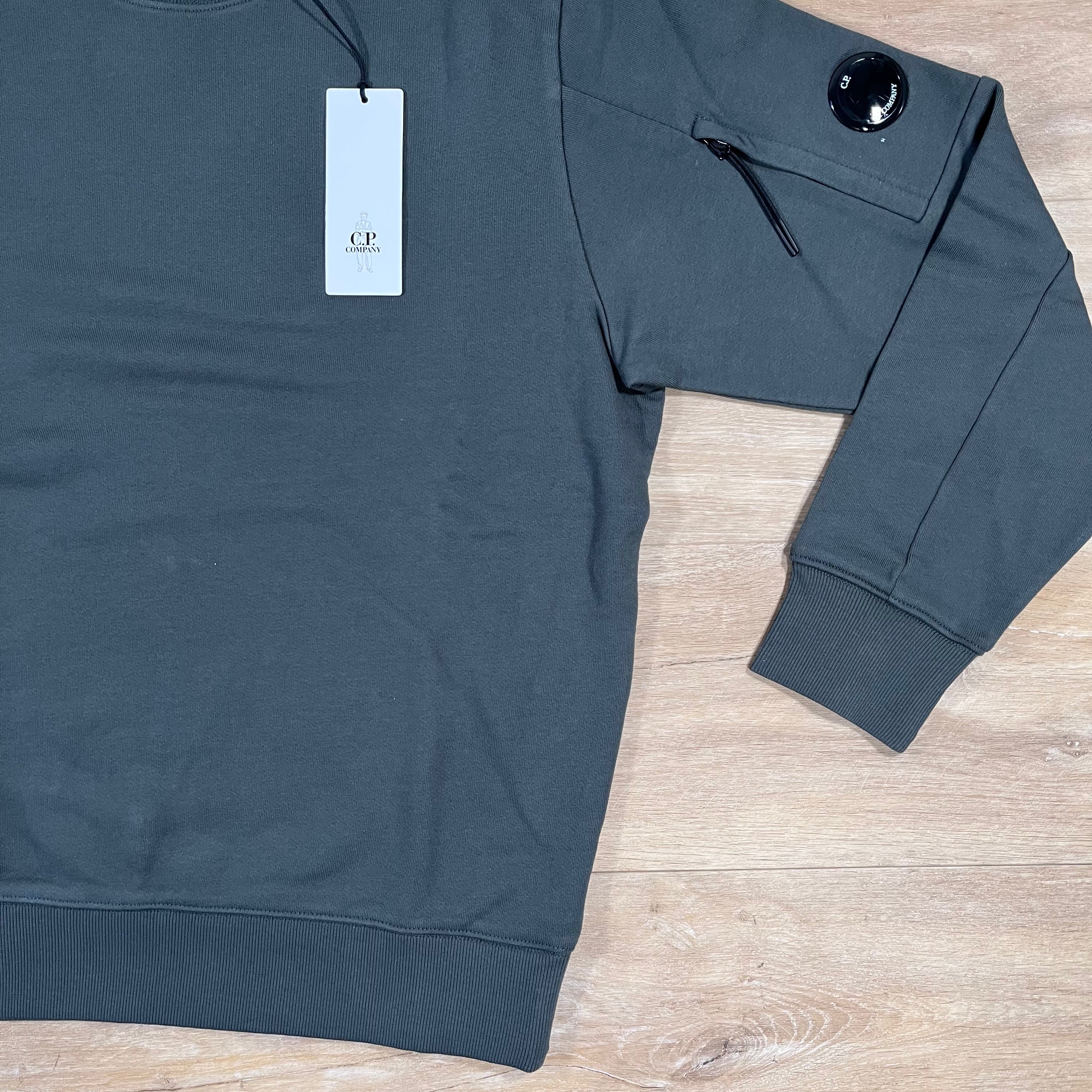 CP Company Diagonal Raised Fleece Crewneck Lens Sweatshirt in Dark Shadow