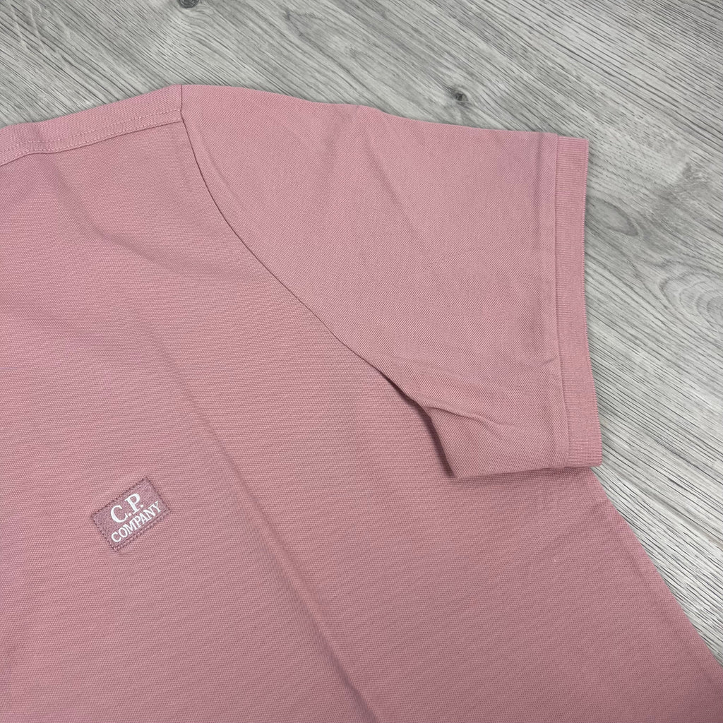 CP Company Piquet Polo Shirt - Misty Rose