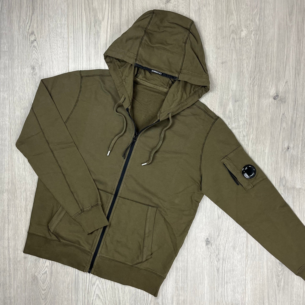 CP Company Light Fleece Zip Hoodie - Ivy Green