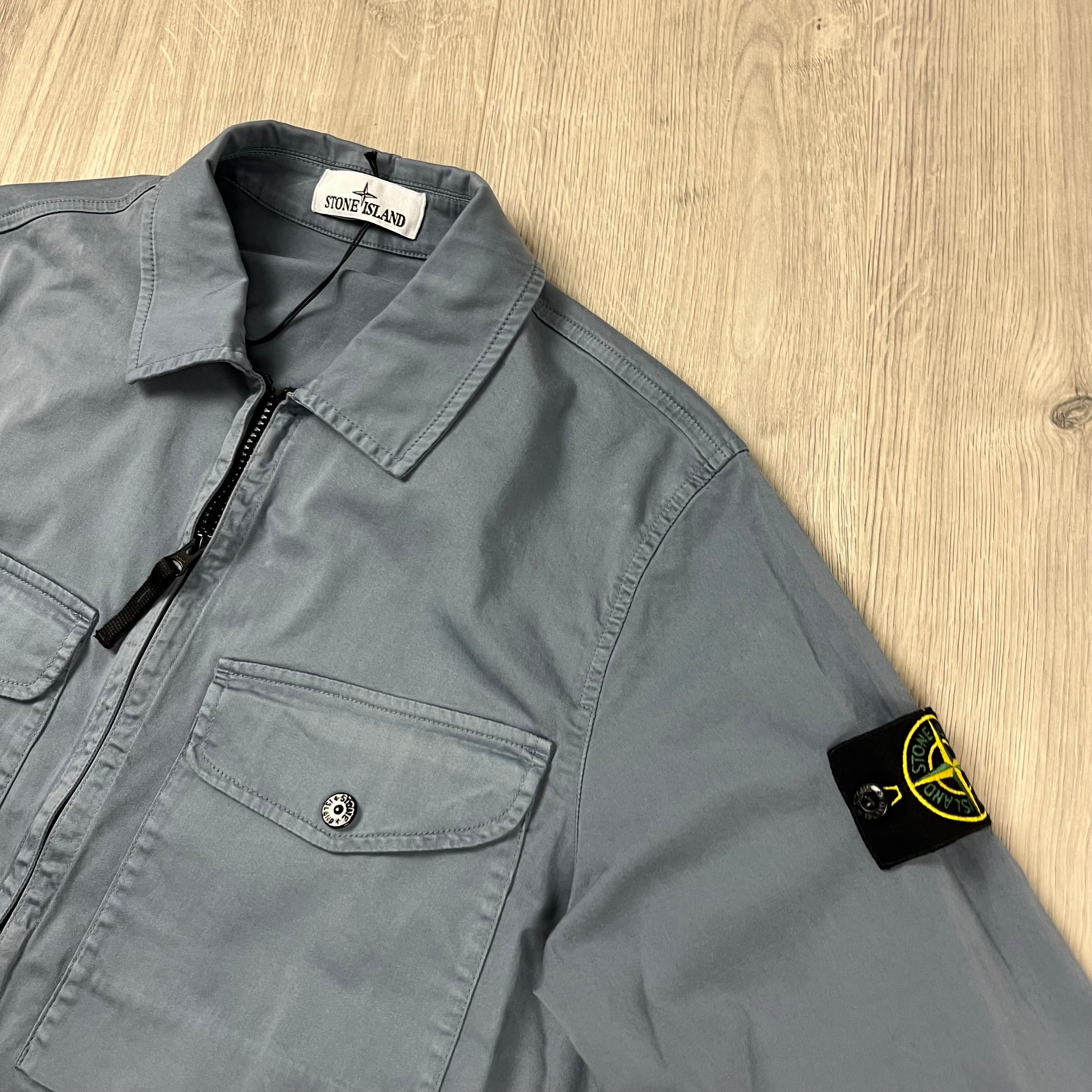 Stone Island Zip Overshirt - Avio Blue