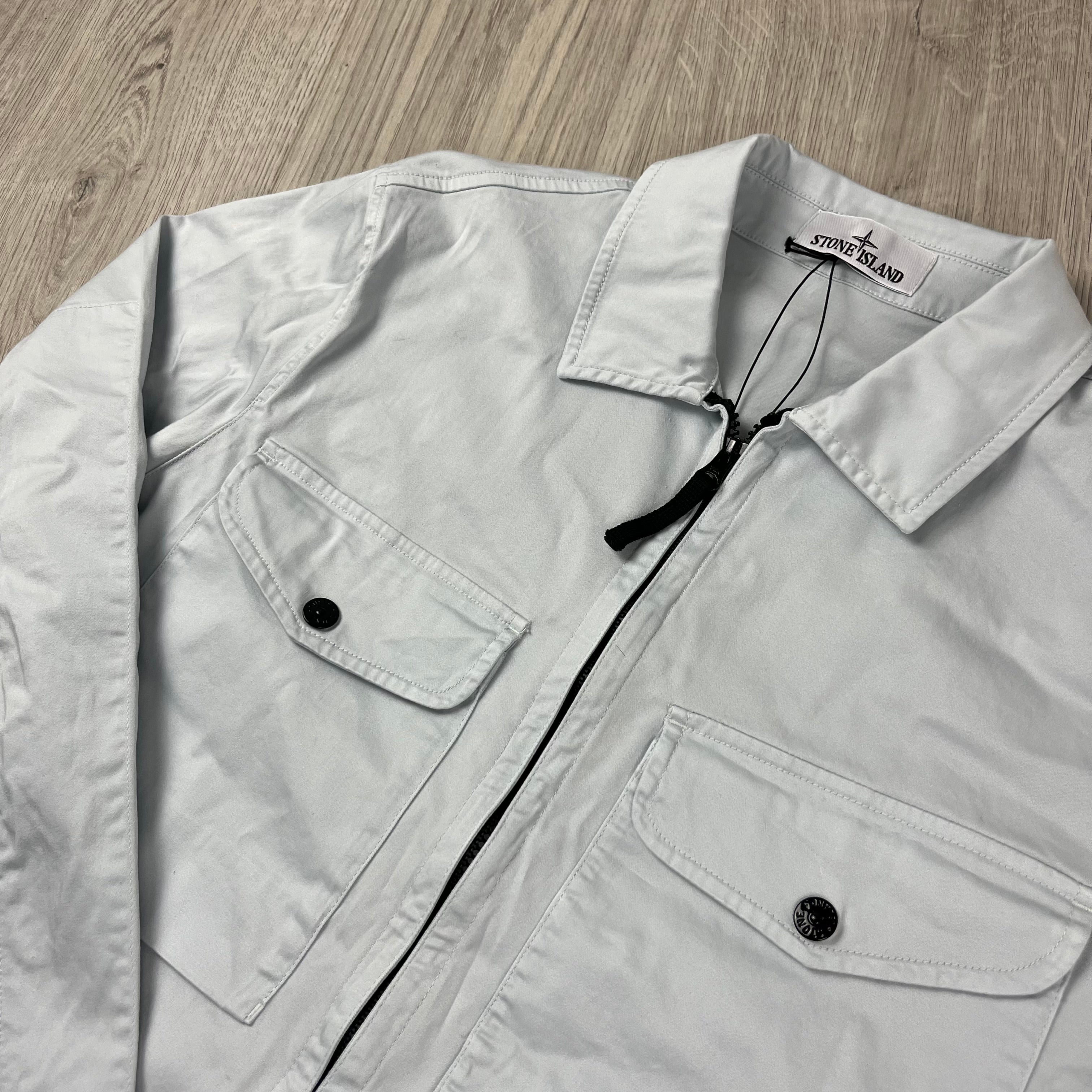 Stone Island Zip Overshirt - Sky Blue